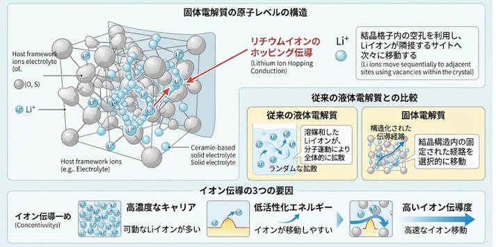 EVの「固体電解質」の構造とイオンが動く仕組み