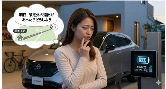 EVバッテリーの充電を100%にしないと不安
