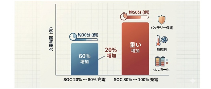充電時間への影響|後半の20%がなぜ「重い」のか