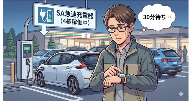 「SA のEV急速充電待ち」で気づく