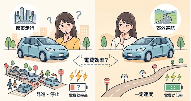 EVの電費は低速と中速どっちが良い?最適速度と効率を比較