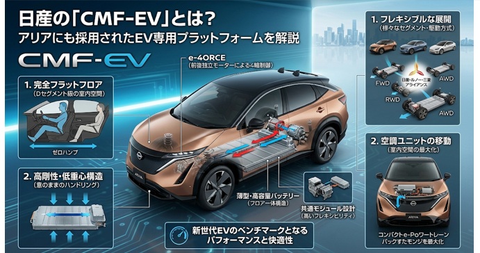 日産の「CMF-EV」とは?アリア採用のEV専用プラットフォームをわかりやすく解説