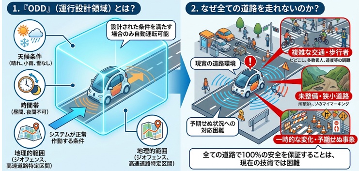 ODDとは?自動運転システムの限界と安全条件を解説