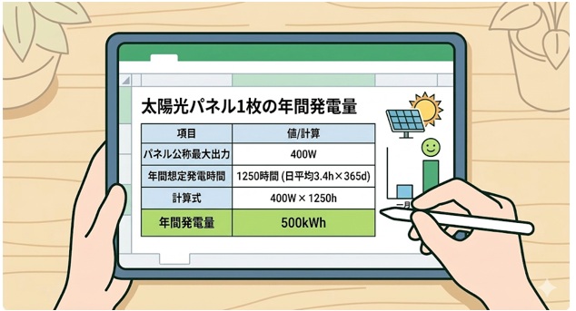 太陽光パネル1枚の年間発電量は?