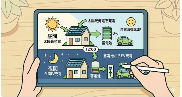 蓄電池があれば大幅に自家消費率UP