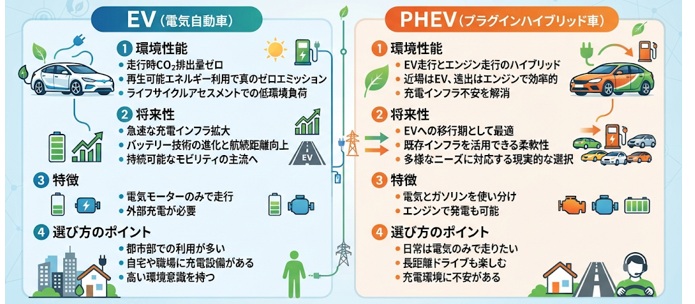 環境性能と将来性から見るEVとPHEVの選び方