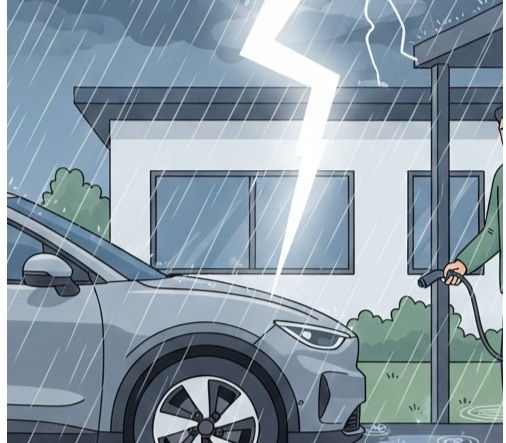 充電中に雷が鳴ると不安になる