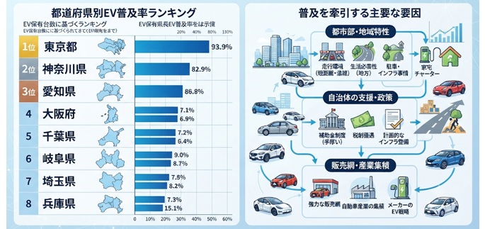 都道府県別EV普及率ランキング|普及が進む地域の特徴とは?