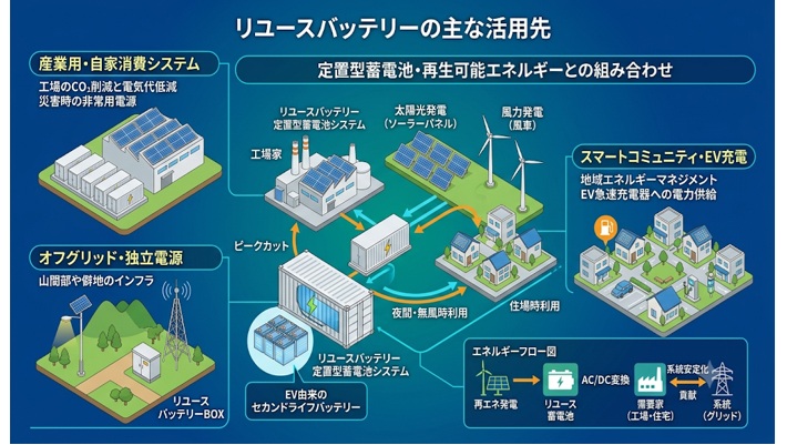 EVのリユースバッテリーの主な活用先
