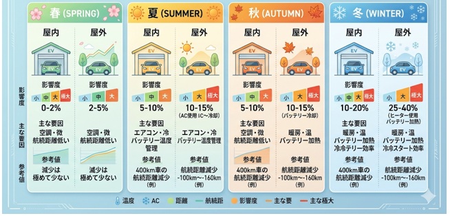 駐車環境別のEVの電費への影響は?