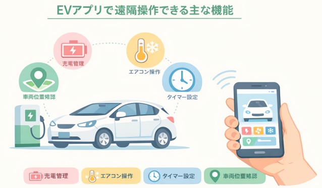 EVアプリで遠隔操作できることは?