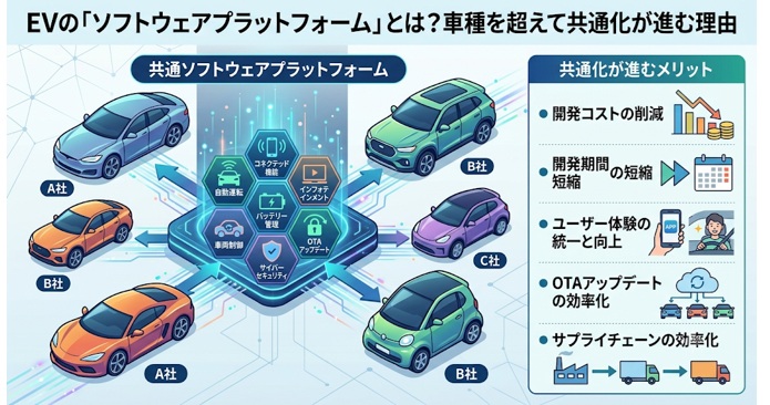 EVの車載OSとは？ソフトウェアプラットフォーム統一のメリットと課題