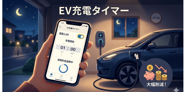 EVの充電のタイマー設定で電気代を大幅削減