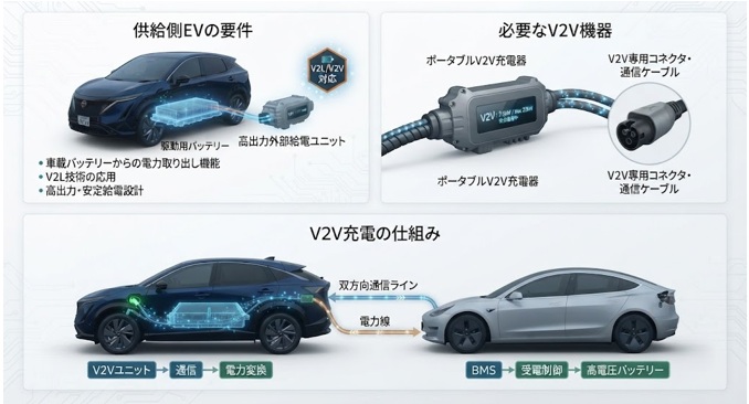 V2V充電に必要な車両と機器