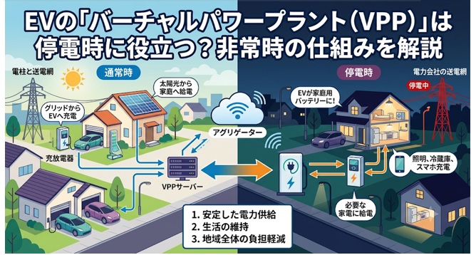 EVのVPPとは?停電時に役立つ非常用電源の仕組みを解説