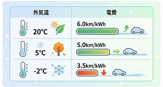 外気温別の電費の実例