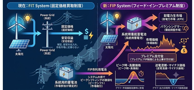 系統用蓄電池の「FIP制度」とは?FITとの違いや収益モデルを解説