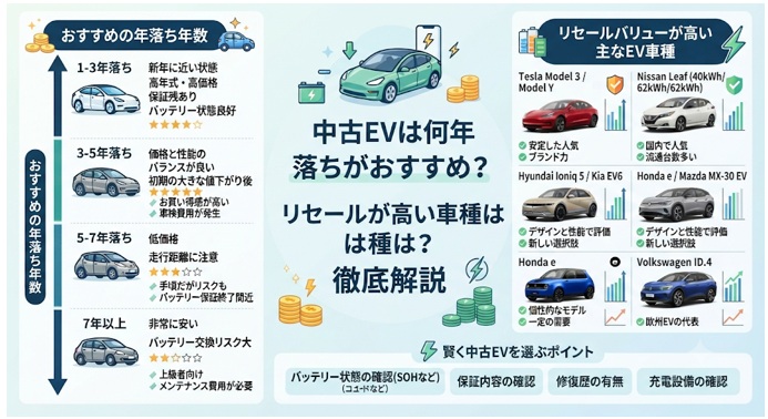 中古EVは何年落ちがおすすめ?リセールが高い車種・選び方を徹底解説
