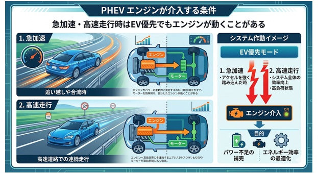 PHEVのエンジンが介入する条件は？