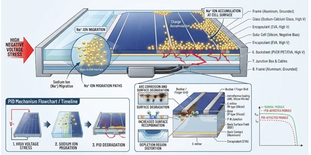 太陽光発電のPID現象の発生メカニズム