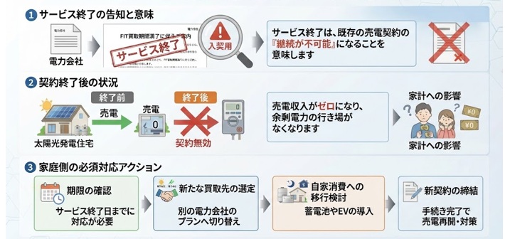 売電先がサービス終了したとき、契約はどうなる?