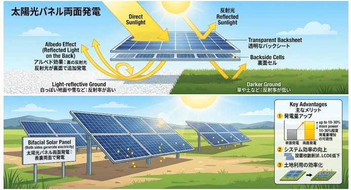 太陽光の「両面発電パネル」とは?発電量の違いや設置効果を解説