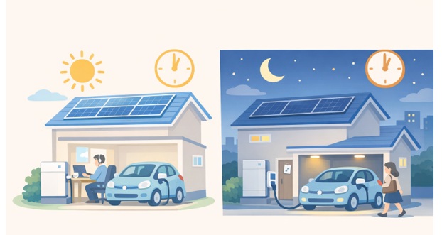 在宅スタイルとEVの充電パターンで効果が変わる
