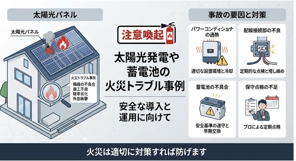 太陽光発電・蓄電池の火災事例とは?原因・トラブル・対策を解説