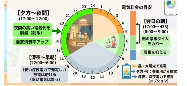 太陽光＋蓄電池はいつ放電するのが得？時間帯別の最適運用を解説