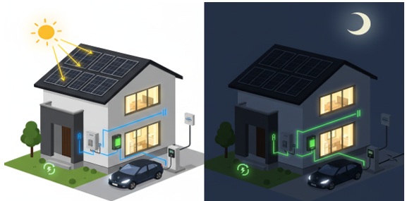 蓄電池とV2Hで実現する「電源自立」の仕組み