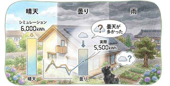 太陽光パネルの発電量シミュレーションと実際の差