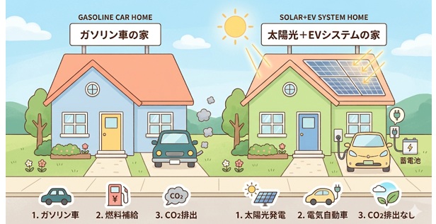 太陽光＋EVはガソリン車と比べて年間コストはいくら安い？電気代と燃料費を比較