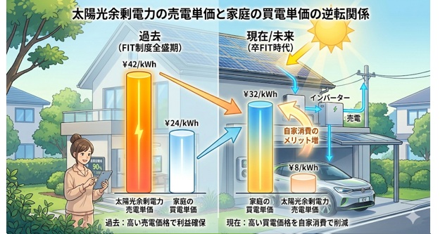 売電単価と買電単価の差が判断の核心