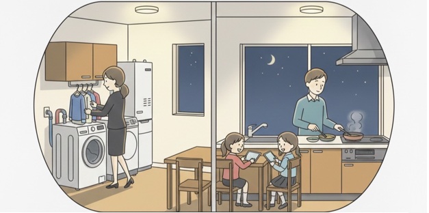 夜型家事で買電が増える