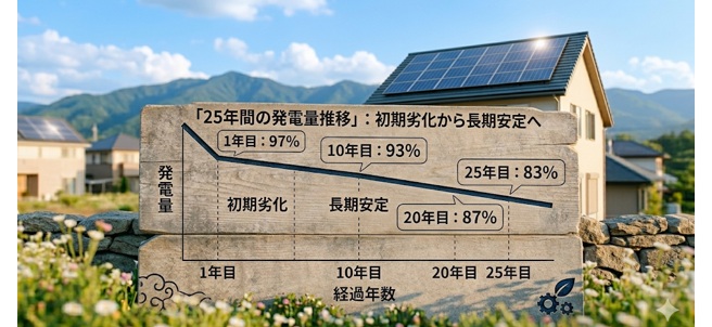 初期劣化と経年劣化を含めた長期発電量予測