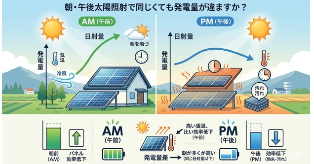 太陽光は午前と午後どっちが発電する?同じ日射量でも差が出る理由