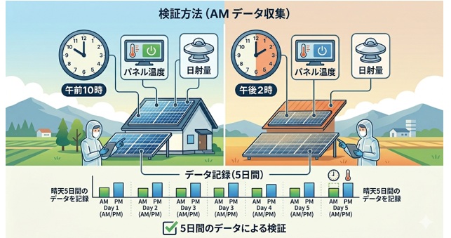 検証方法:晴天5日間の発電量のデータを記録