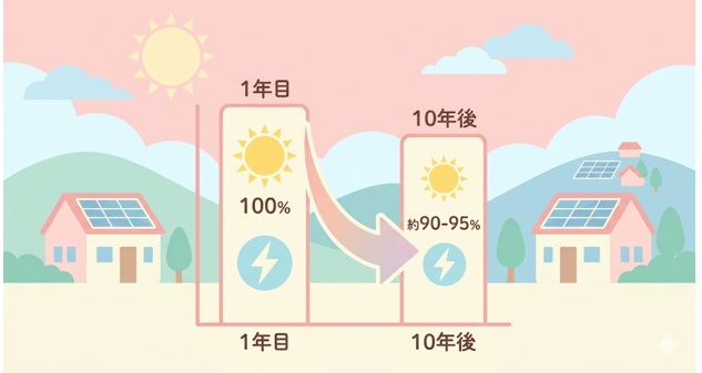 太陽光発電の発電量は「年0.5〜1%」が一般的な劣化率