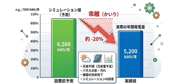 発電量シミュレーション値と実績の差は？