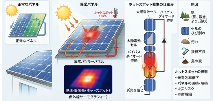 太陽光パネルの「ホットスポット」とは?異常発熱する原因と対策を解説