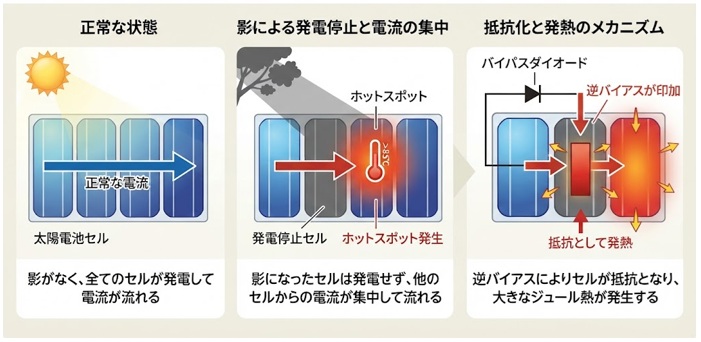 太陽光パネルの「ホットスポット」の基本構造