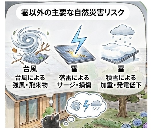 太陽光パネルの雹以外の自然災害リスク