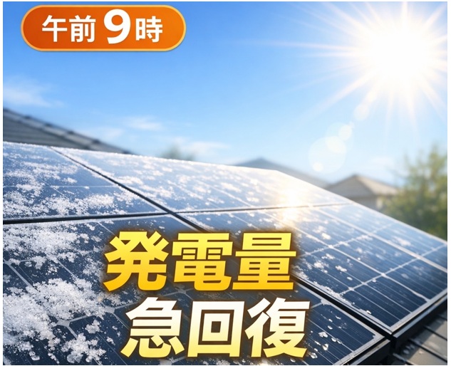 霜は午前中の1〜3時間で溶けて発電量回復