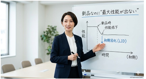 太陽光発電は設置直後が最大ではなく初期劣化後に安定する