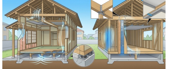 木造住宅（在来工法・2×4）：振動の「共鳴」と「伝播」を遮断する