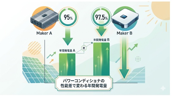 太陽光発電の発電量はパワコンでどれくらい変わる?性能差と変換効率の違いを解説