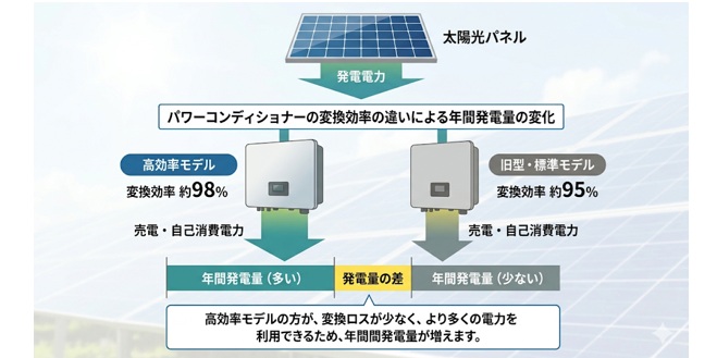 太陽光発電のパワコン効率で発電量はどれくらい差が出る?年間の影響を解説