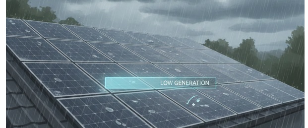 事例③:曇天・雨天では「発電量が不足」