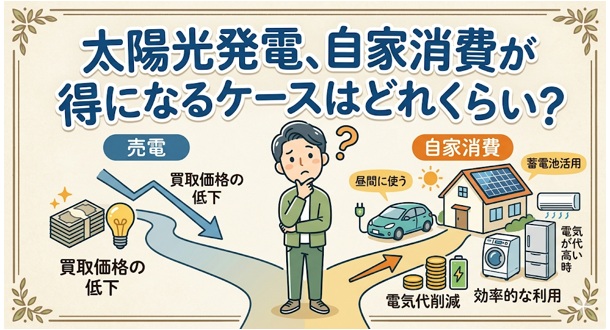 太陽光発電は売電より自家消費が得?条件と判断基準を解説