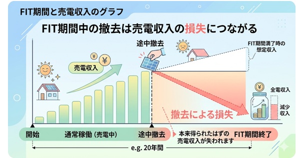 FIT期間中の撤去は売電収入の損失になる